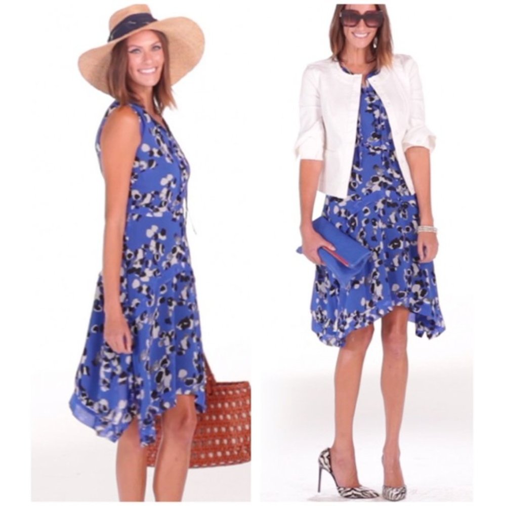 CAbi 5576 Electric Blue Collection Untamed Dress Medium EUC